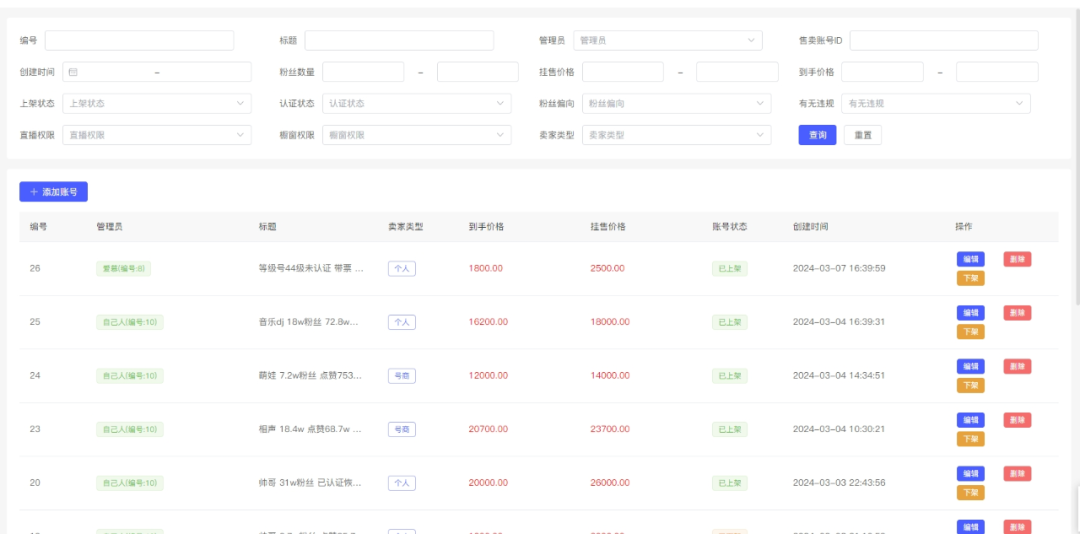 自媒体账号交易平台开发案例-账号管理平台软件 自媒体账号交易平台开发案例-账号管理平台软件